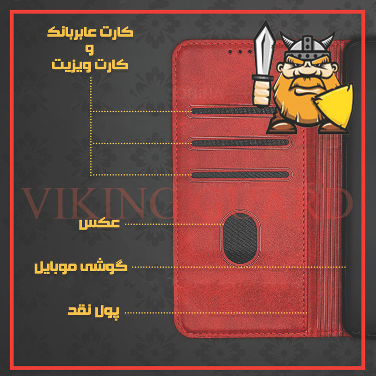 کیف کلاسوری وایکینگ گارد مدل چرمی طرح CUT مناسب برای گوشی موبایل سامسونگ Galaxy A02