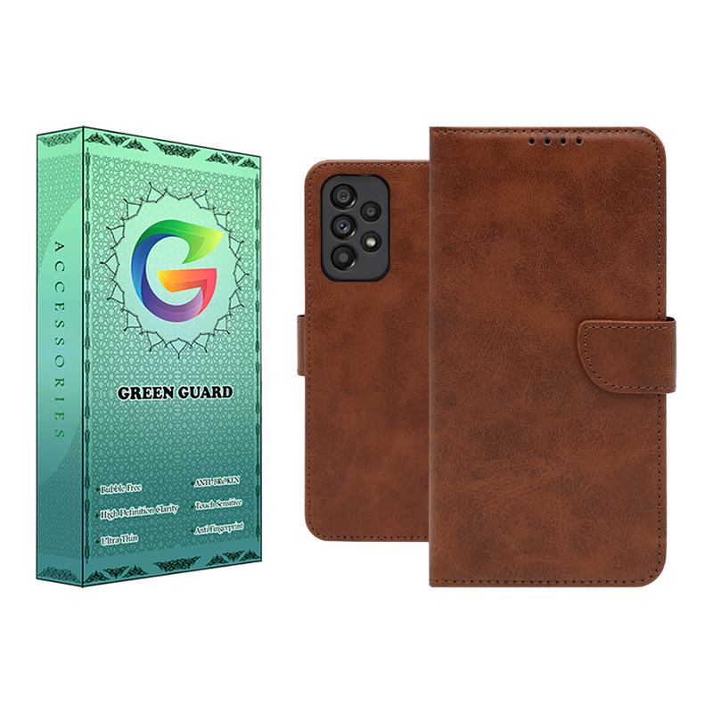 کیف کلاسوری گرین گارد مدل چرمی مگنتی کد Brown-GB01 مناسب برای گوشی موبایل سامسونگ Galaxy A13 4G / A32 5G / M32 5G