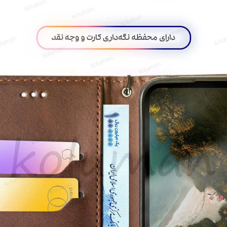 کیف کلاسوری کلومن مدل چرمی مناسب برای گوشی موبایل شیائومی Redmi Note 8 Pro به همراه بند آویز