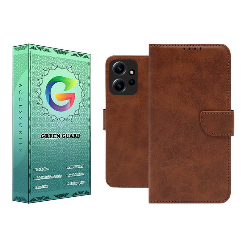 کیف کلاسوری گرین گارد مدل چرمی مگنتی کد Brown-GB01 مناسب برای گوشی موبایل شیائومی Redmi Note 12 4G