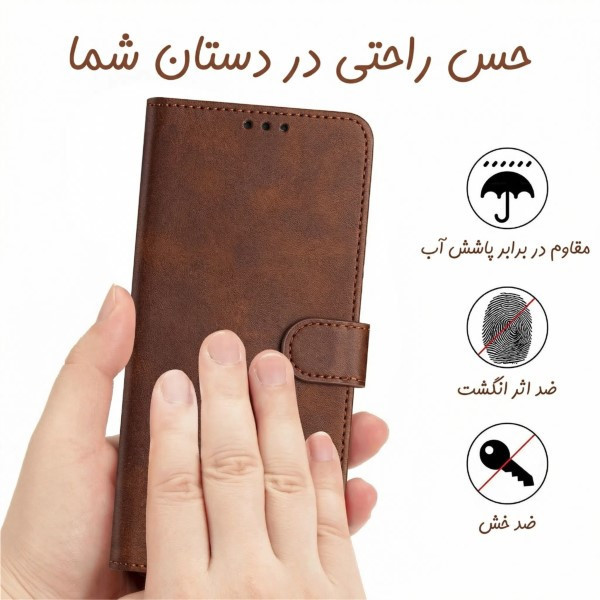 کیف کلاسوری مدل چرمی مناسب برای گوشی موبایل سامسونگ Galaxy A10