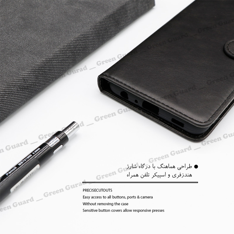 کیف کلاسوری گرین گارد طرح چرمی مدل Landing مناسب برای گوشی موبایل شیائومی Redmi 9A به همراه بند آویز