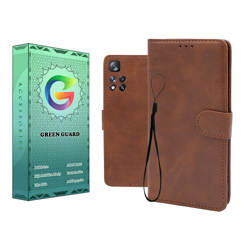 کیف کلاسوری گرین گارد طرح چرمی مدل Landing مناسب برای گوشی موبایل شیائومی Redmi Note 11 Pro Plus به همراه بند آویز