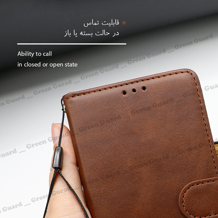 کیف کلاسوری گرین گارد طرح چرمی مدل Landing مناسب برای گوشی موبایل شیائومی Redmi Note 12 4G به همراه بند آویز