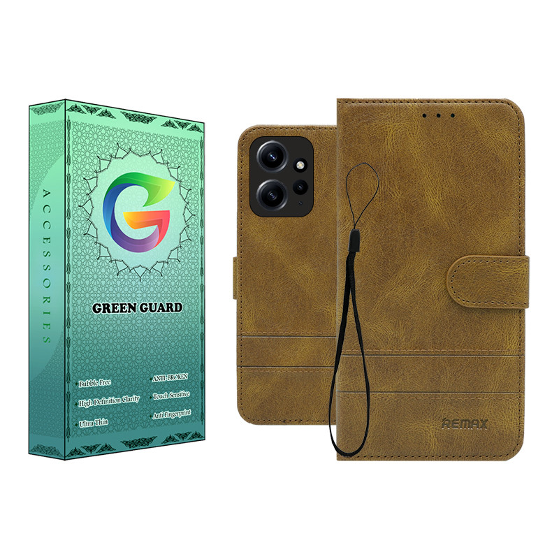 کیف کلاسوری گرین گارد مدل چرمی RD Kit مناسب برای گوشی موبایل شیائومی Redmi Note 12 4G به همراه بندآویز
