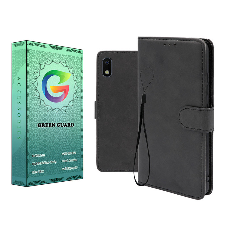 کیف کلاسوری گرین گارد طرح چرمی مدل Landing مناسب برای گوشی موبایل سامسونگ Galaxy A10 / M10 به همراه بند آویز